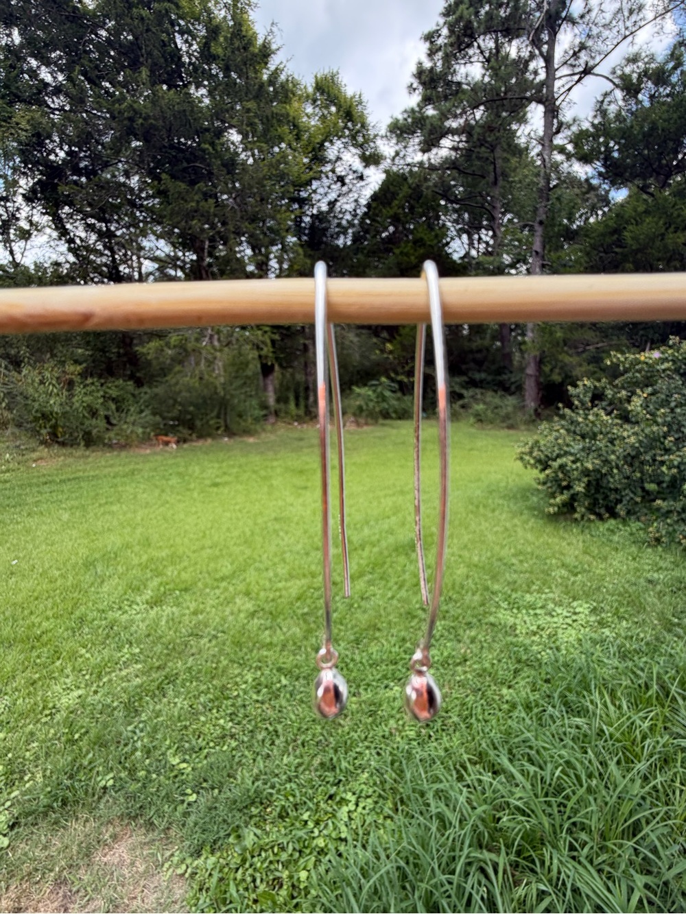 Minimalist 925 Steering Silver Long Earrings with Droplet Charm